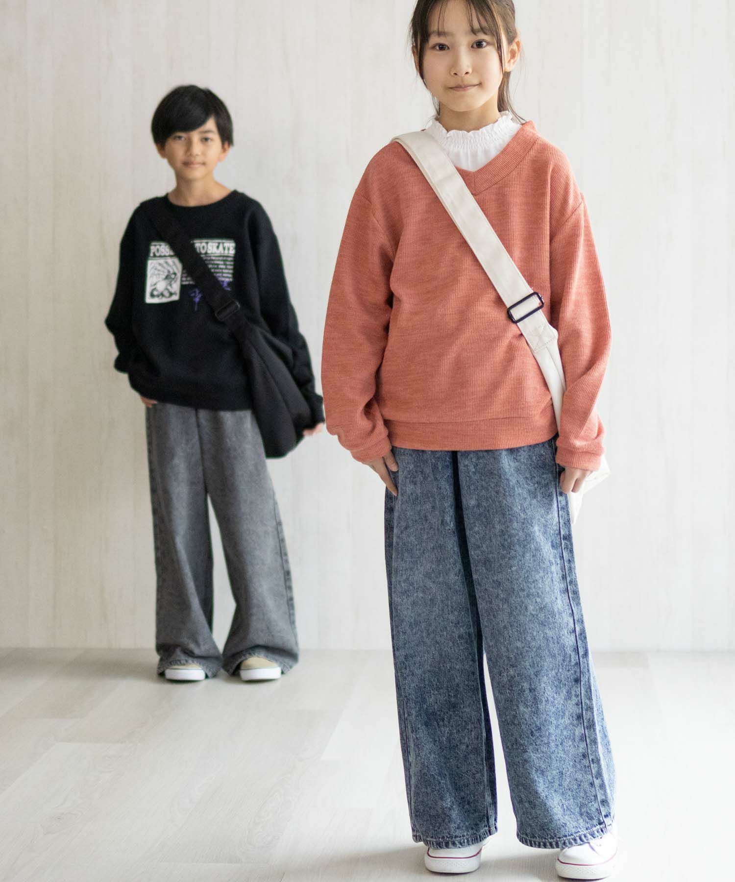NAVY デニムワイドパンツ キッズ