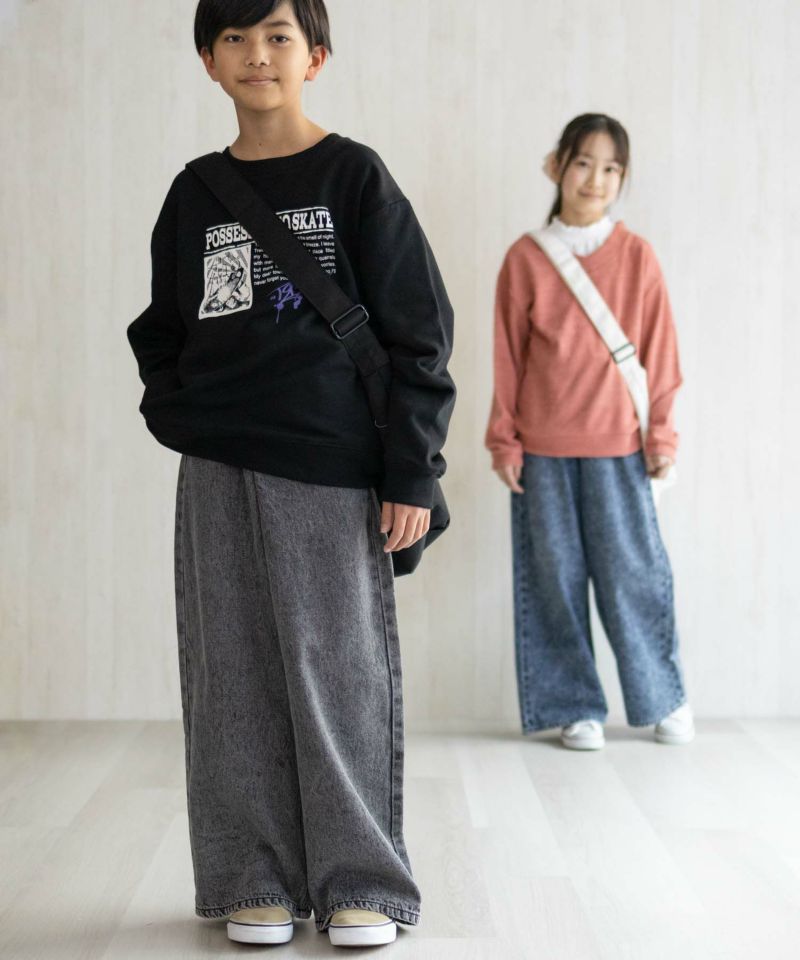 NAVY  デニムワイドパンツ キッズ商品画像-2