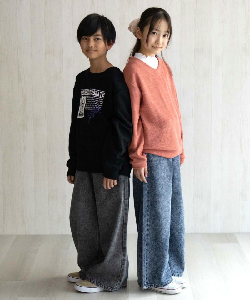 NAVY  デニムワイドパンツ キッズ商品画像-3