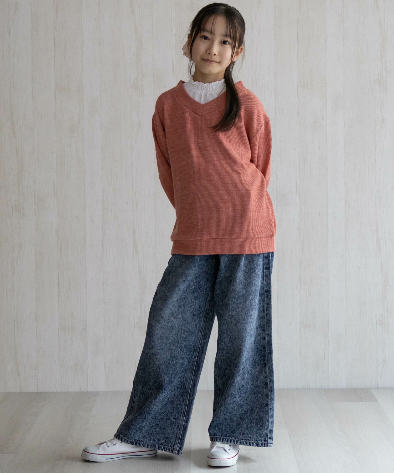 NAVY デニムワイドパンツ キッズ