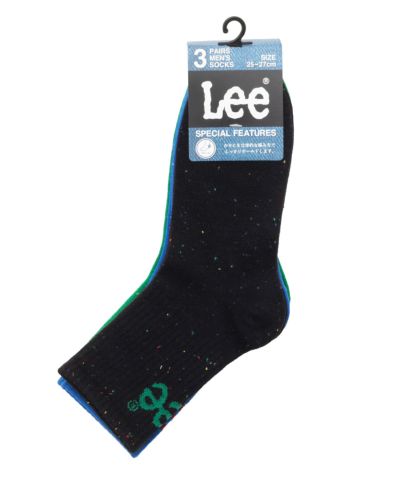 Lee クォーターソックス 杢ミックスロゴ 3足組 メンズ