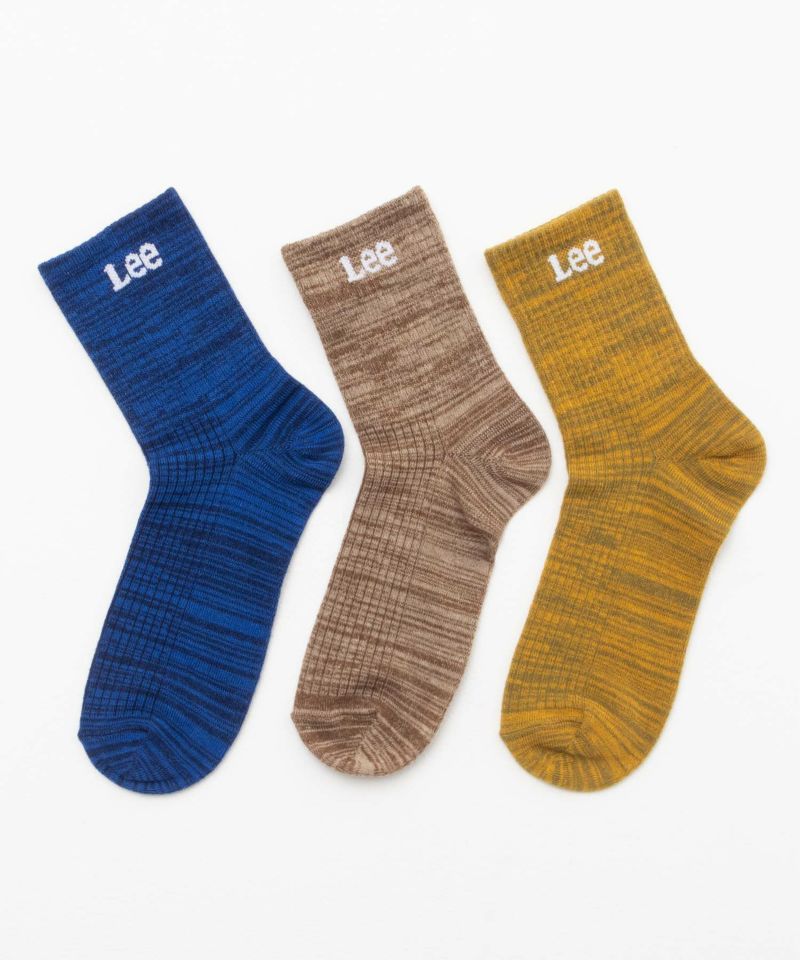 Lee クォーターソックス 杢ミックスロゴ 3足組 メンズ