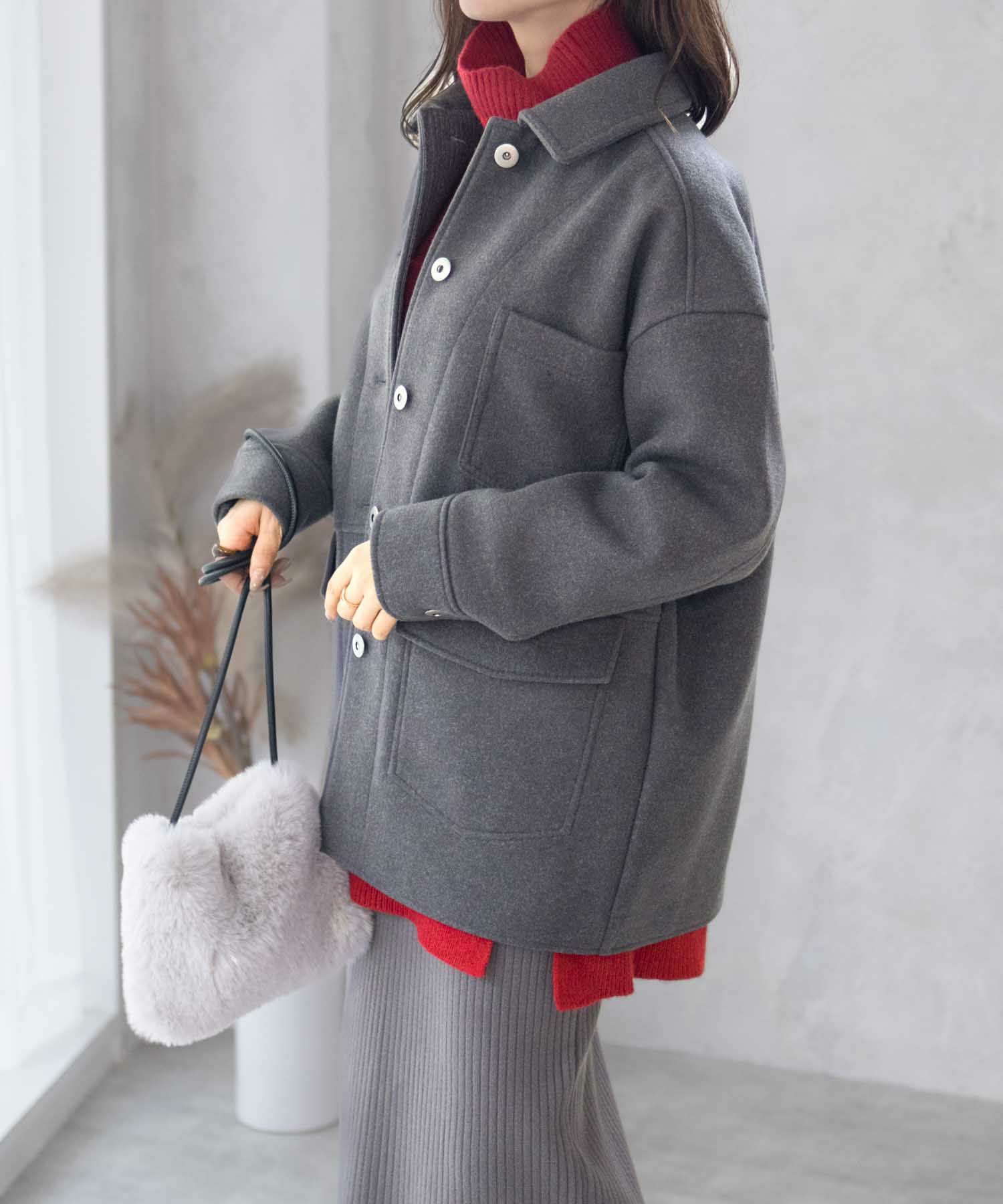 [最終さらに50%OFF]HusHusH  裏リブコート レディース商品画像-2