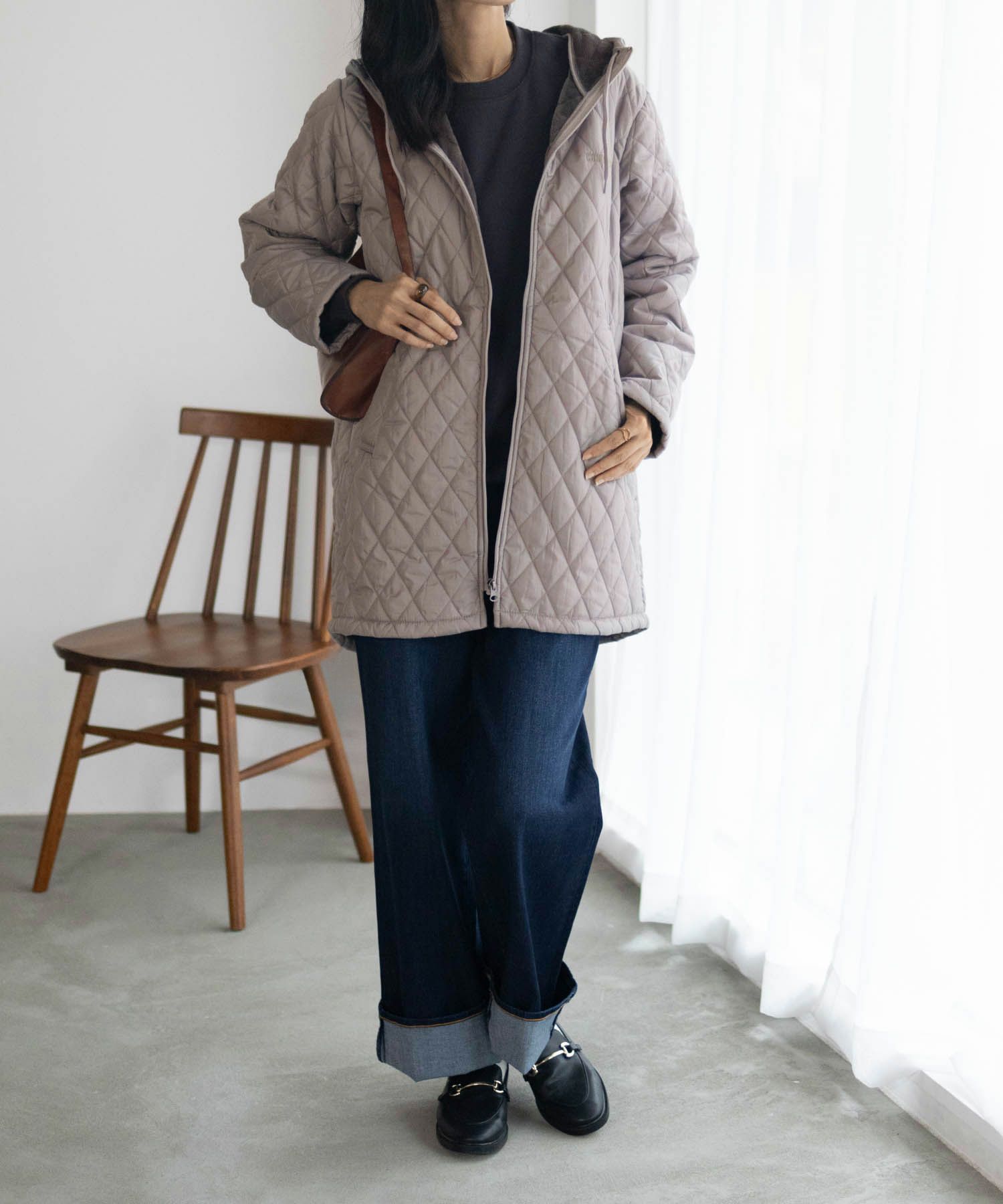 CONVERSE キルト中綿フードジャケット レディース