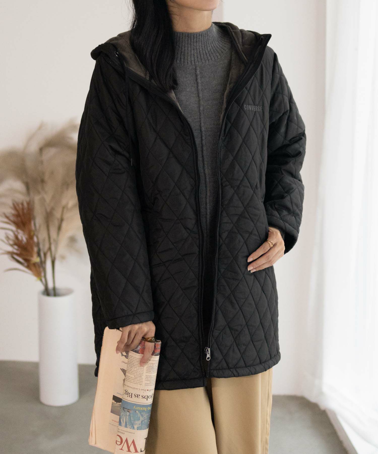 CONVERSE  キルト中綿フードジャケット レディース商品画像-3