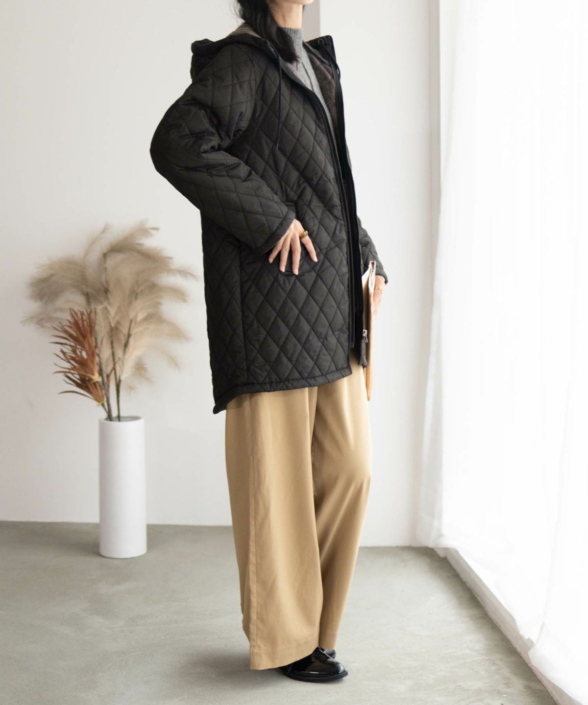 CONVERSE キルト中綿フードジャケット レディース