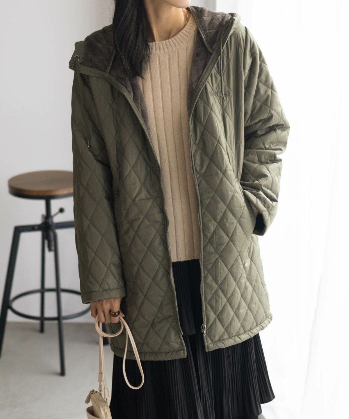 CONVERSE キルト中綿フードジャケット レディース