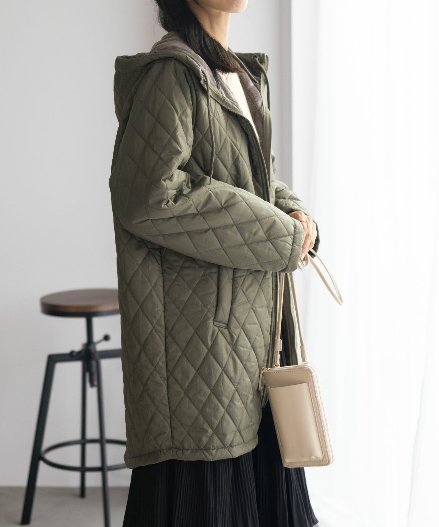 CONVERSE キルト中綿フードジャケット レディース