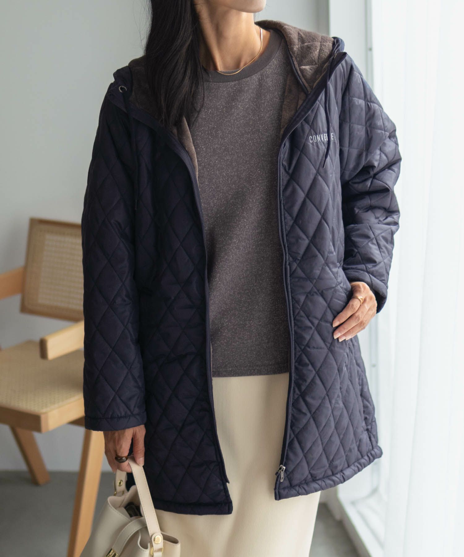 [期間限定価格]CONVERSE  キルト中綿フードジャケット レディース商品画像-8
