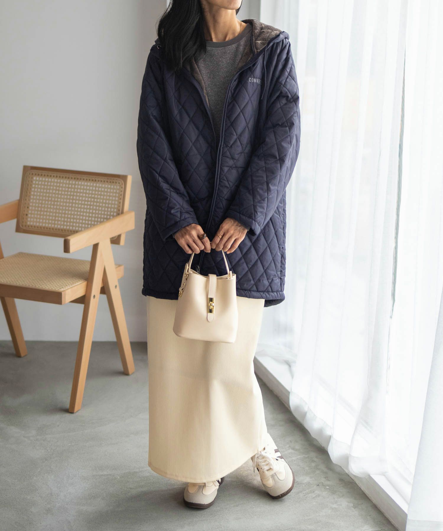 CONVERSE  キルト中綿フードジャケット レディース商品画像-10