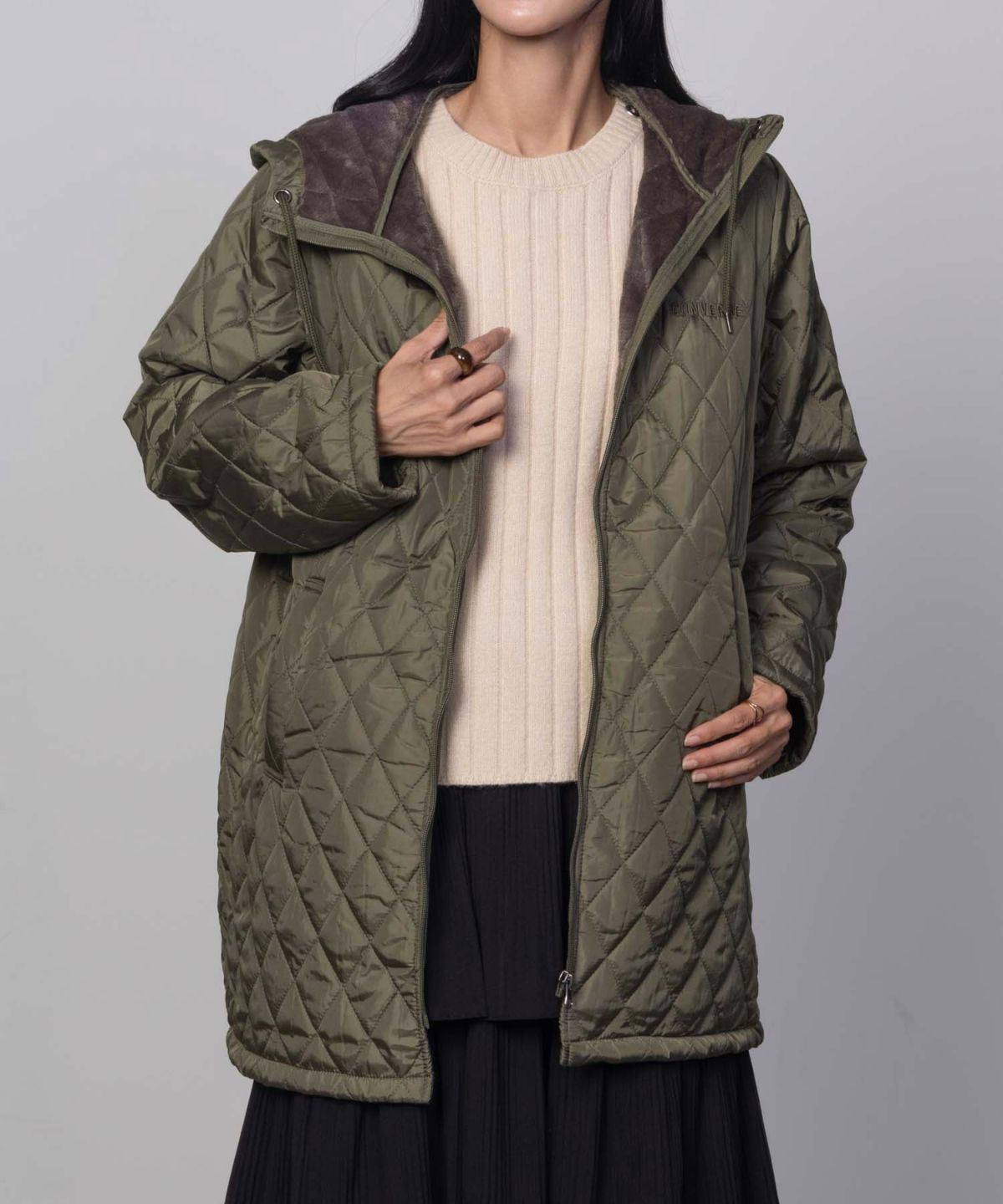 CONVERSE キルト中綿フードジャケット レディース