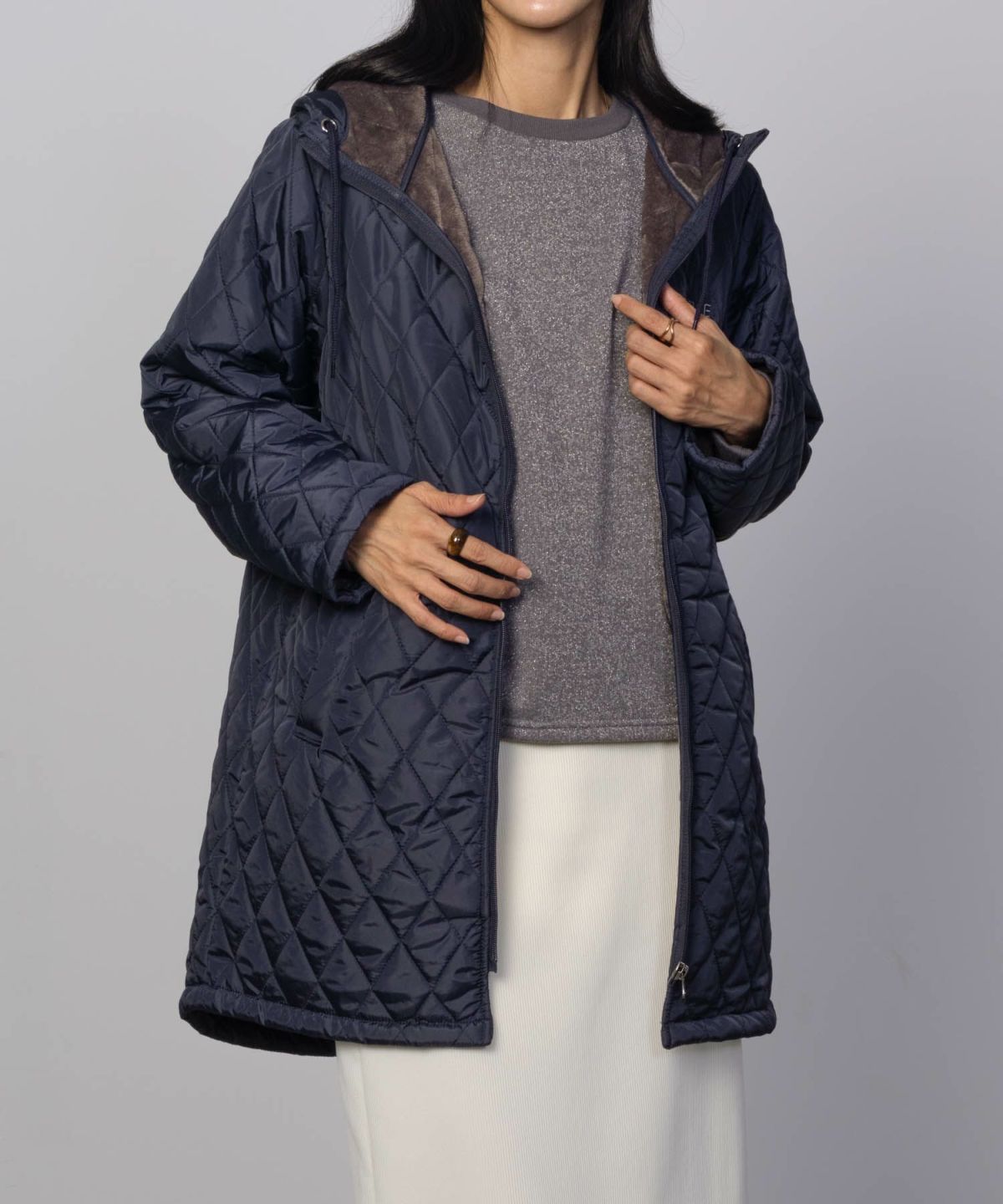 CONVERSE キルト中綿フードジャケット レディース