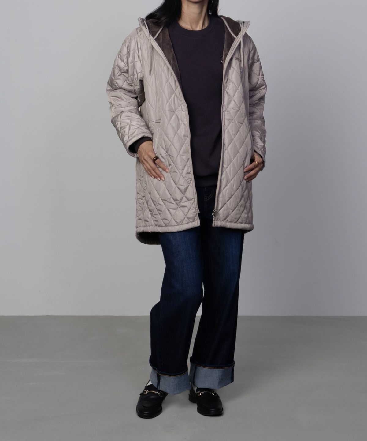 CONVERSE キルト中綿フードジャケット レディース