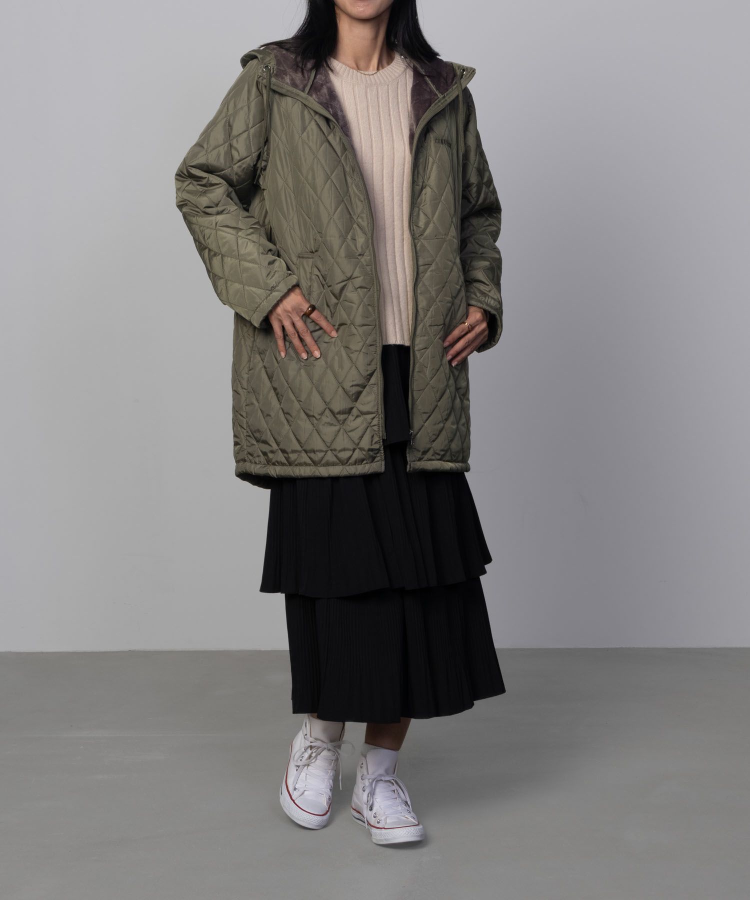 CONVERSE キルト中綿フードジャケット レディース