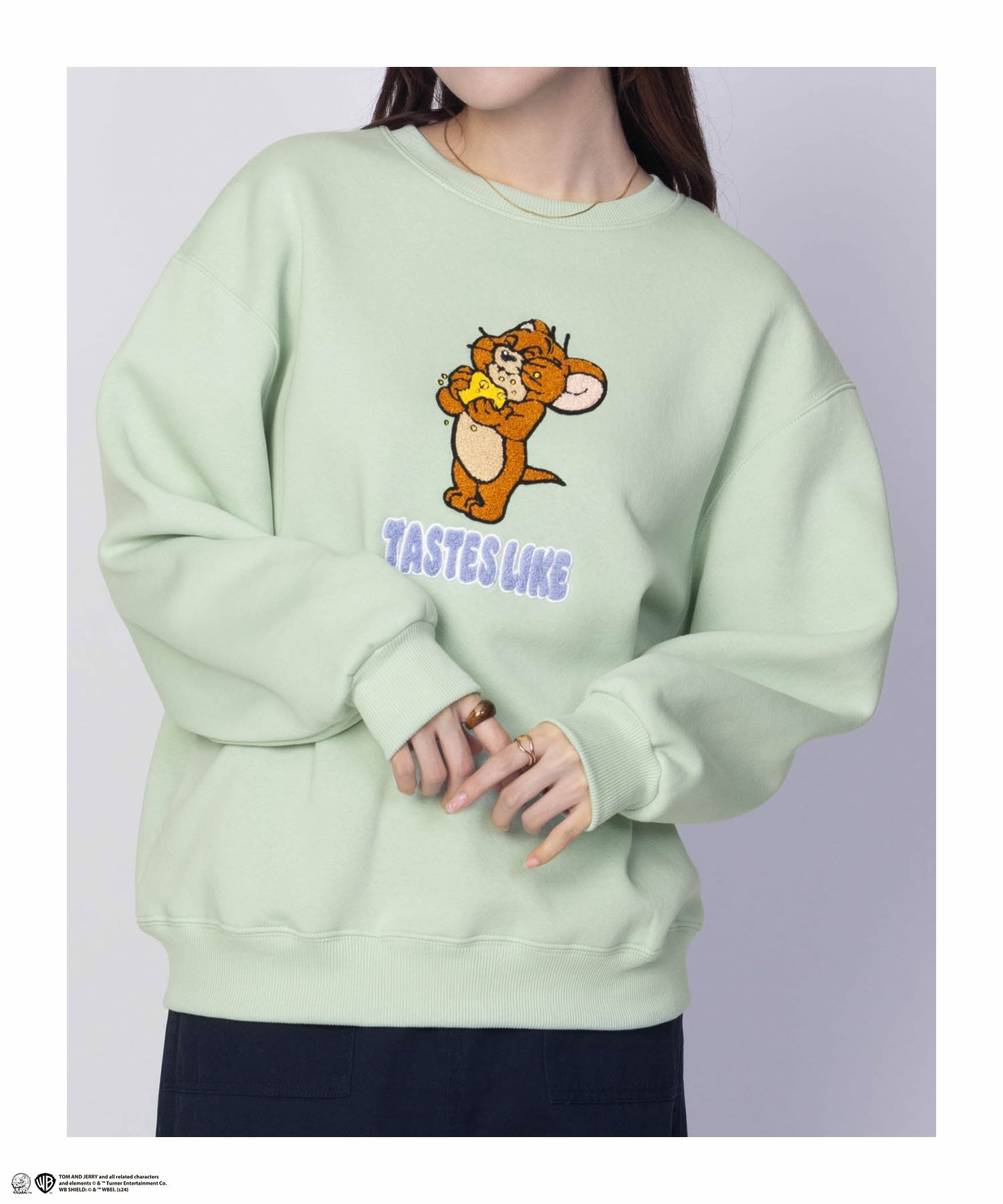 Tom and Jerry サガラ刺繍ルーズトレーナー レディース