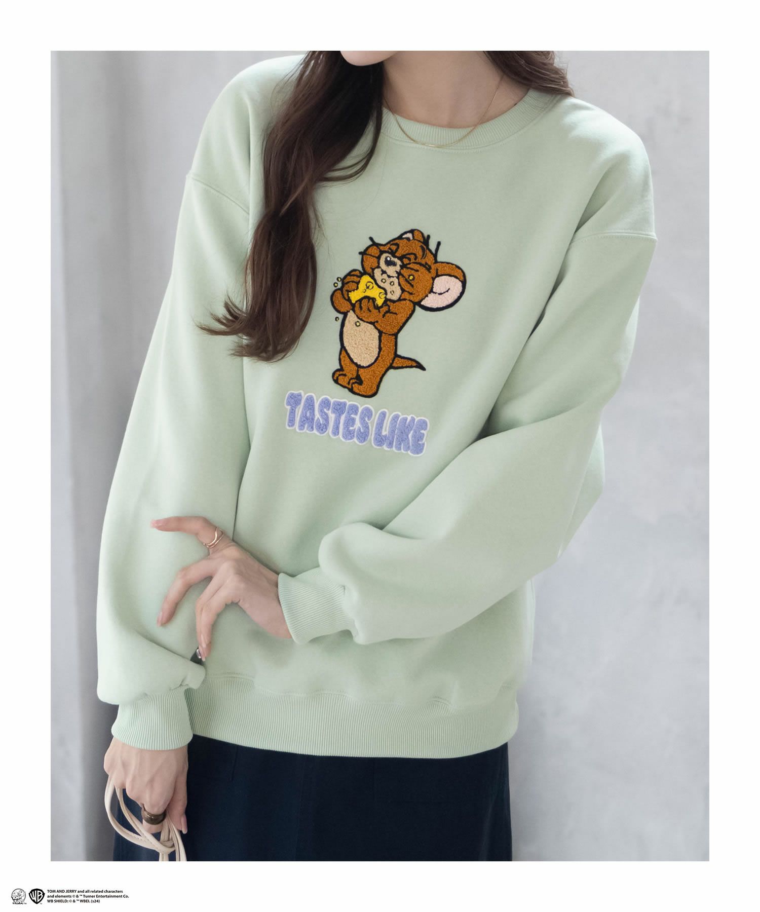 Tom and Jerry サガラ刺繍ルーズトレーナー レディース