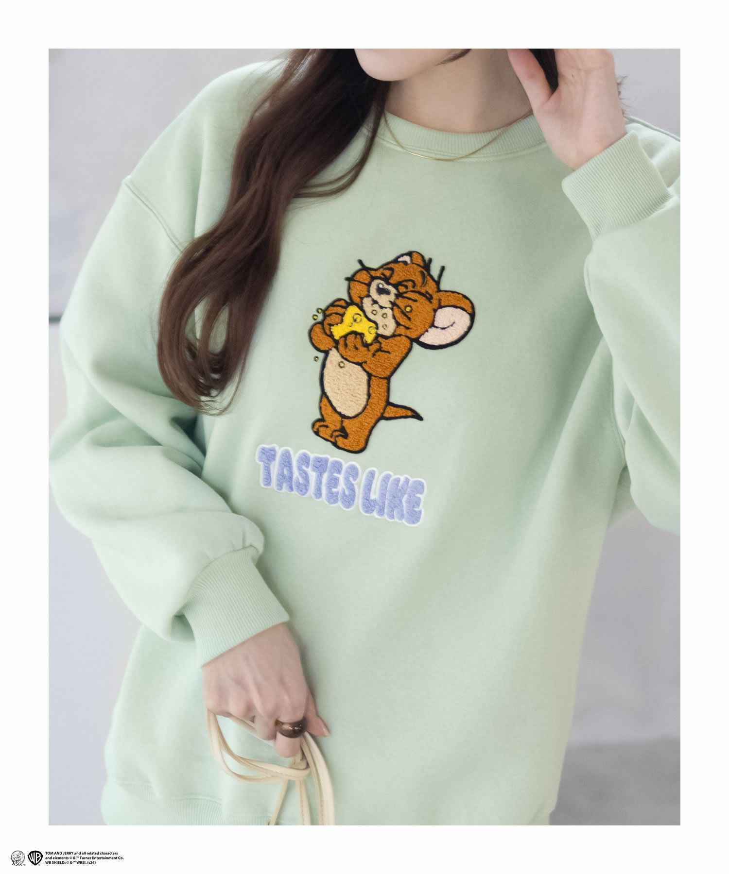 Tom and Jerry サガラ刺繍ルーズトレーナー レディース