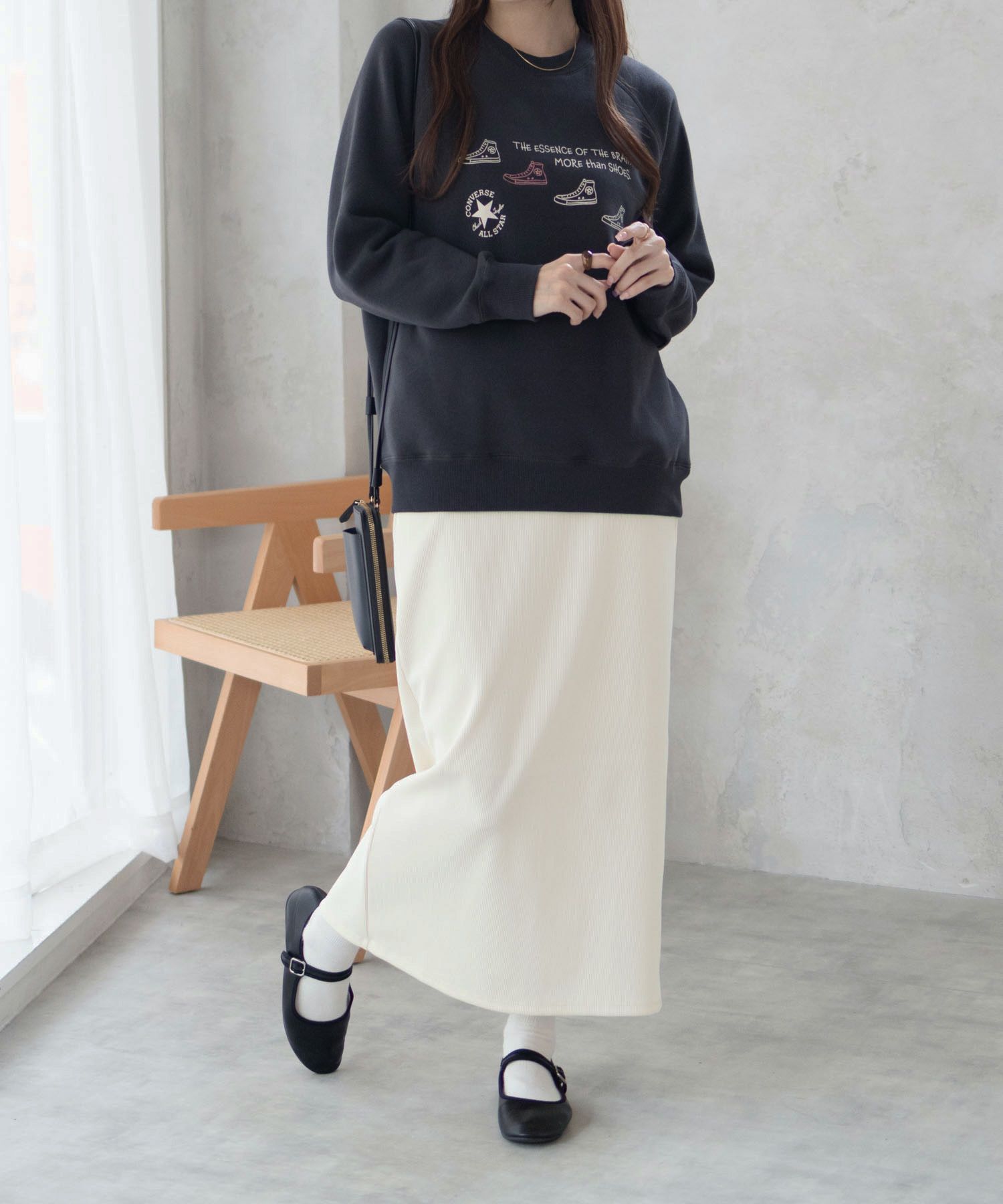 CONVERSE 身頃裏シャギートレーナー レディース 