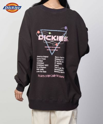 Dickies  かすれフェスプリント裏起毛トレーナー レディース