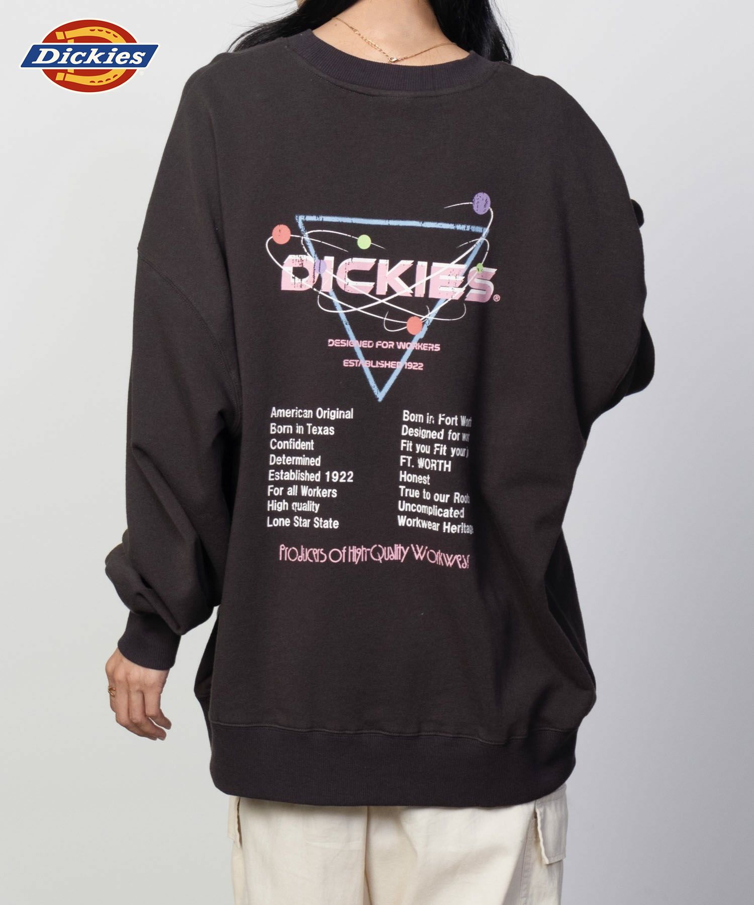 Dickies  かすれフェスプリント裏起毛トレーナー レディース商品サムネイル-1