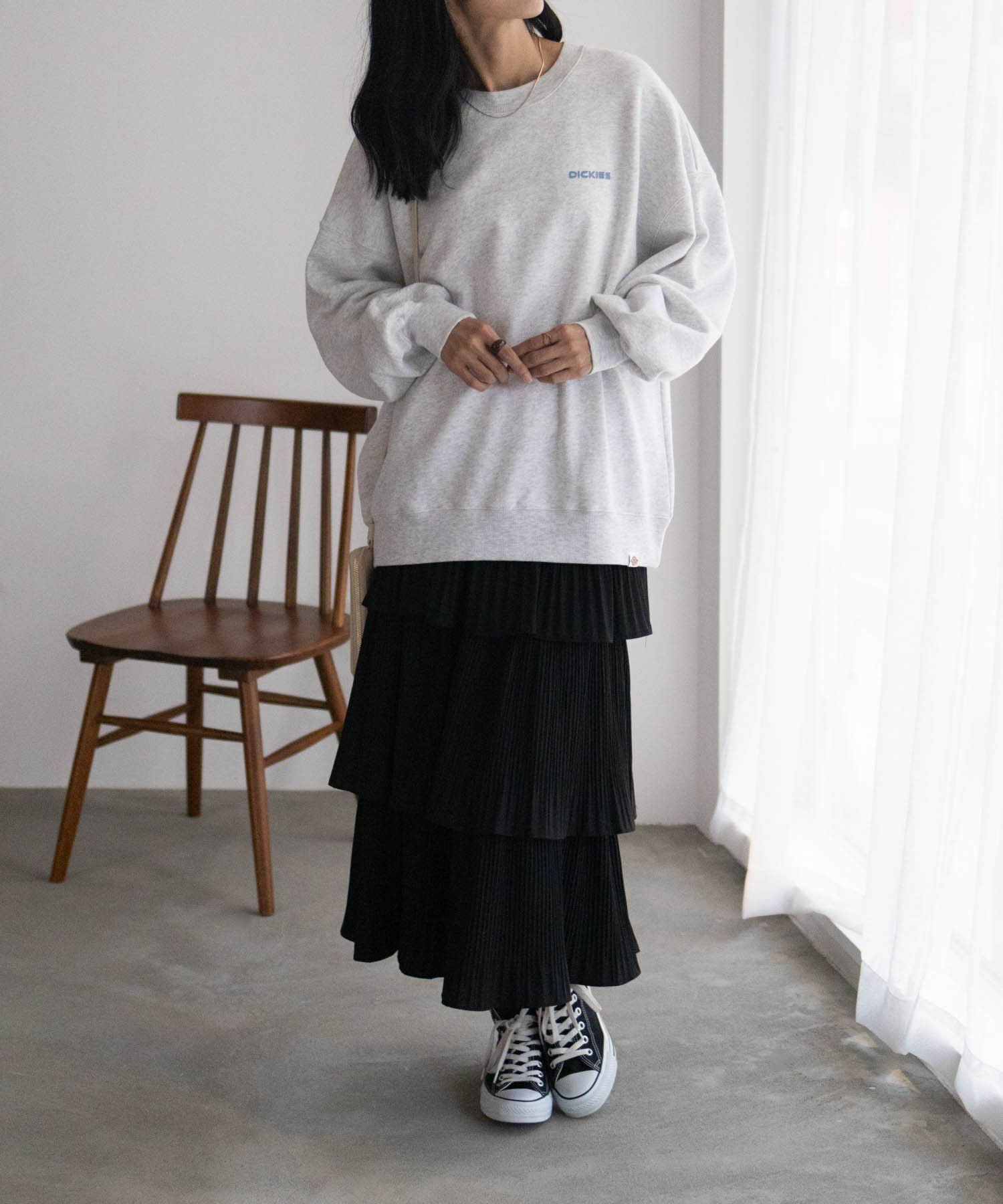 Dickies かすれフェスプリント裏起毛トレーナー レディース