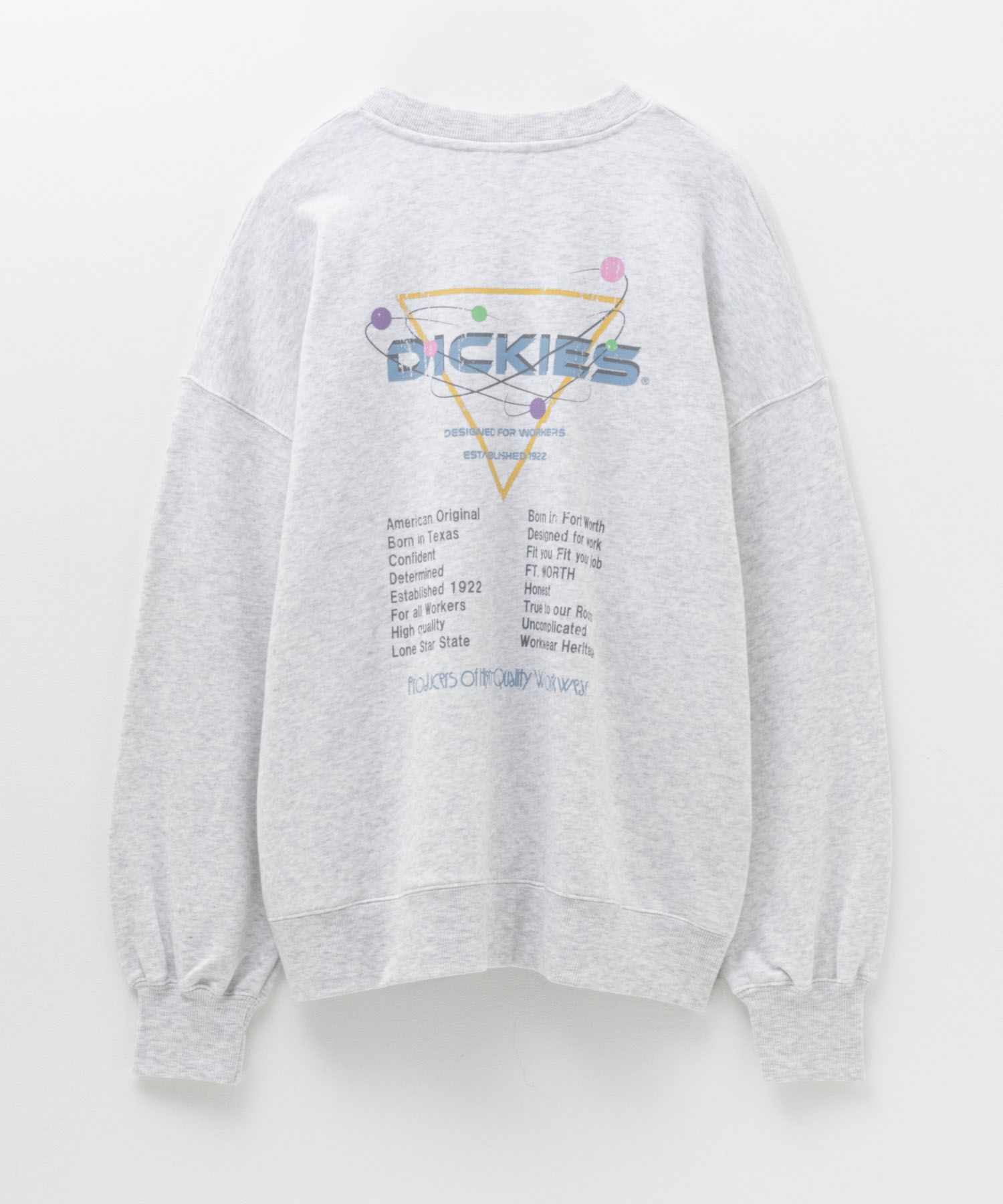 Dickies かすれフェスプリント裏起毛トレーナー レディース