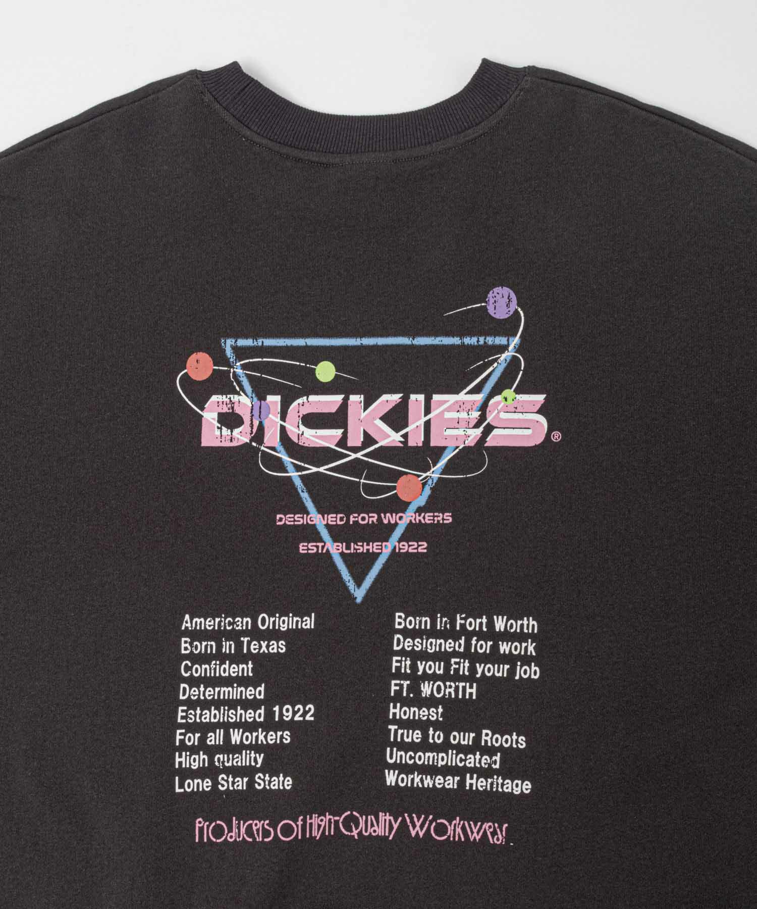 Dickies かすれフェスプリント裏起毛トレーナー レディース