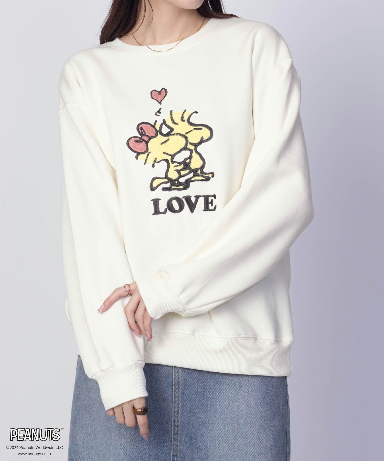 PEANUTS SNOOPY サガラ刺繍ルーズトレーナー レディース商品サムネイル-1