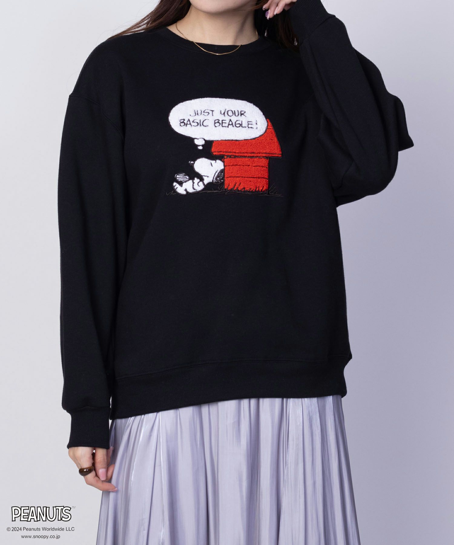 PEANUTS SNOOPY サガラ刺繍ルーズトレーナー レディース商品サムネイル-3