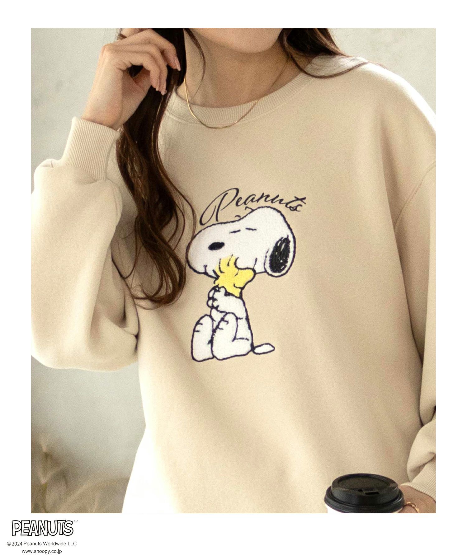 PEANUTS SNOOPY サガラ刺繍ルーズトレーナー レディース