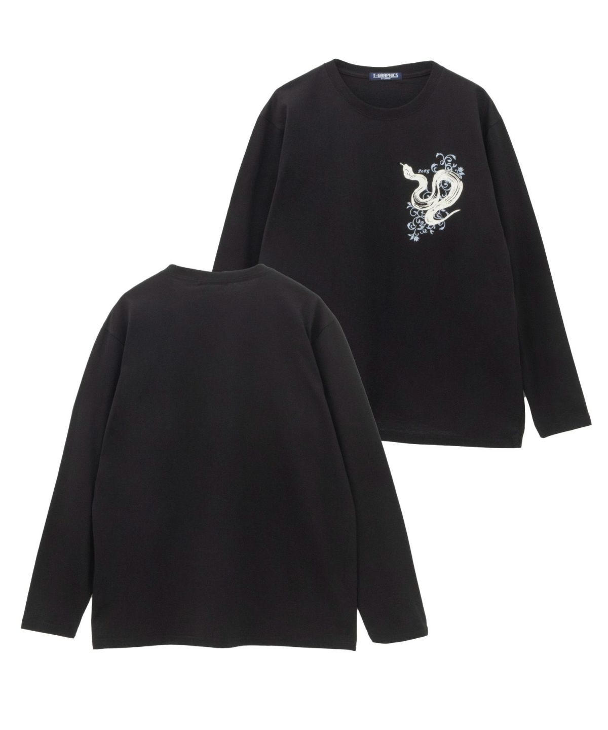 T-GRAPHICS 和柄プリント長袖Tシャツ メンズ