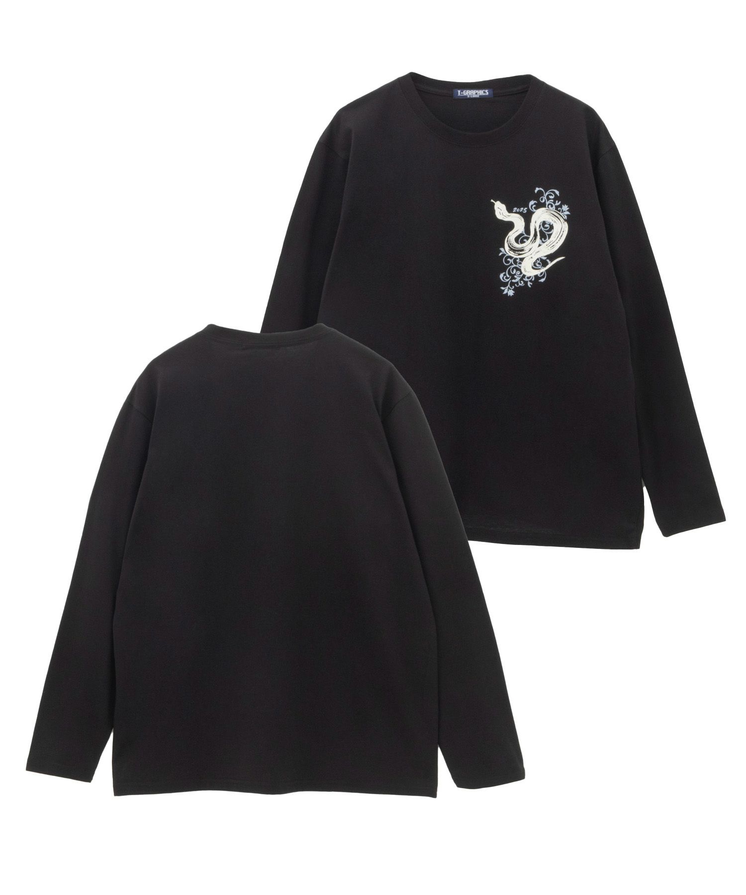 T-GRAPHICS 和柄プリント長袖Tシャツ メンズ