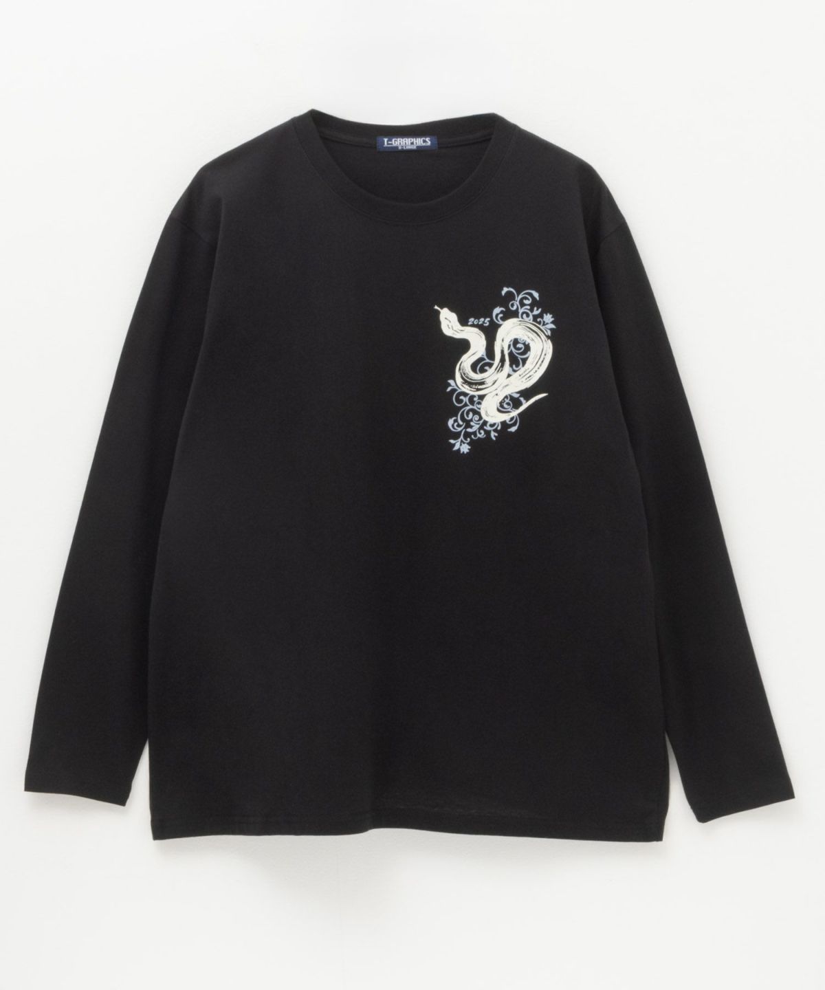 T-GRAPHICS 和柄プリント長袖Tシャツ メンズ