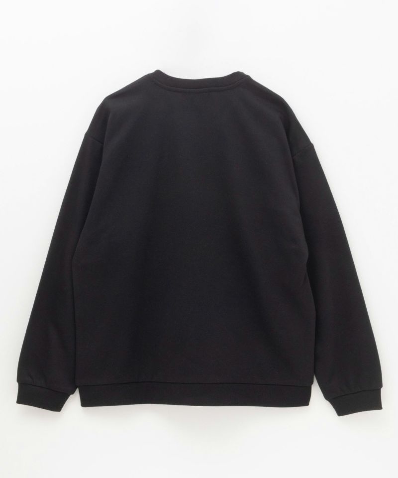 NAVY  裏毛ニット切替クルーネックプルオーバー メンズ商品画像-6