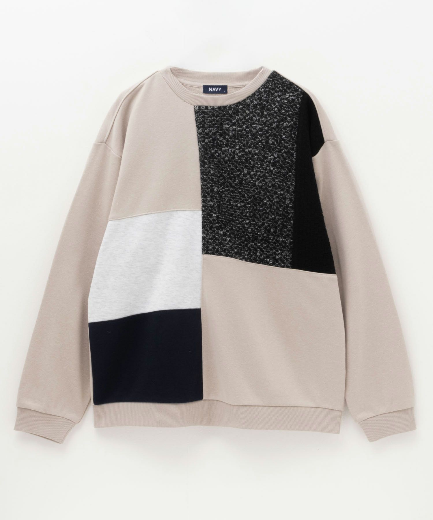 NAVY  裏毛ニット切替クルーネックプルオーバー メンズ商品サムネイル-11