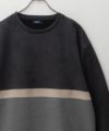 NAVY ポンチ素材 切替クルーネックプルオーバー メンズ