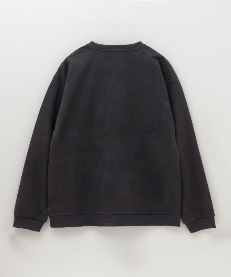 NAVY  ポンチ素材 切替クルーネックプルオーバー メンズ商品画像-4