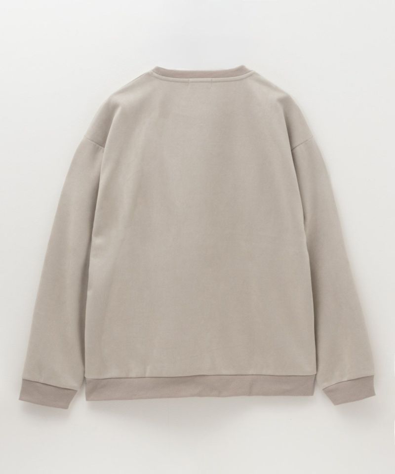 NAVY  ポンチ素材 切替クルーネックプルオーバー メンズ商品画像-6