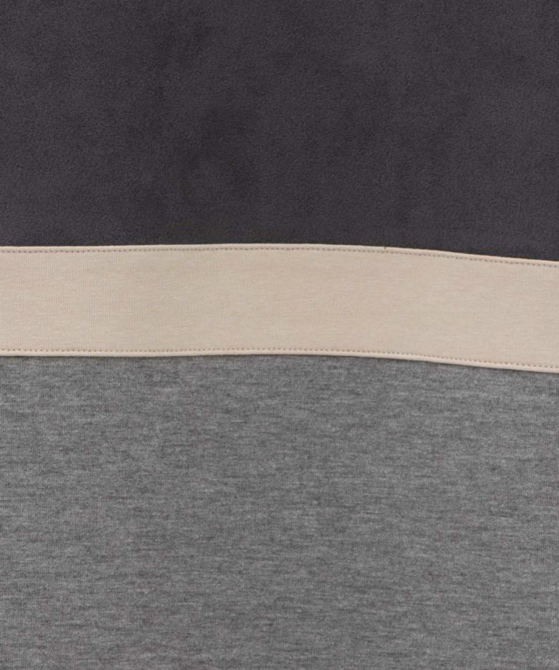 NAVY  ポンチ素材 切替クルーネックプルオーバー メンズ商品画像-7