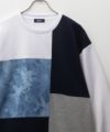 NAVY 裏毛ブリーチ切替クルーネックトレーナー メンズ