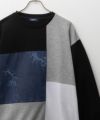 NAVY 裏毛ブリーチ切替クルーネックトレーナー メンズ
