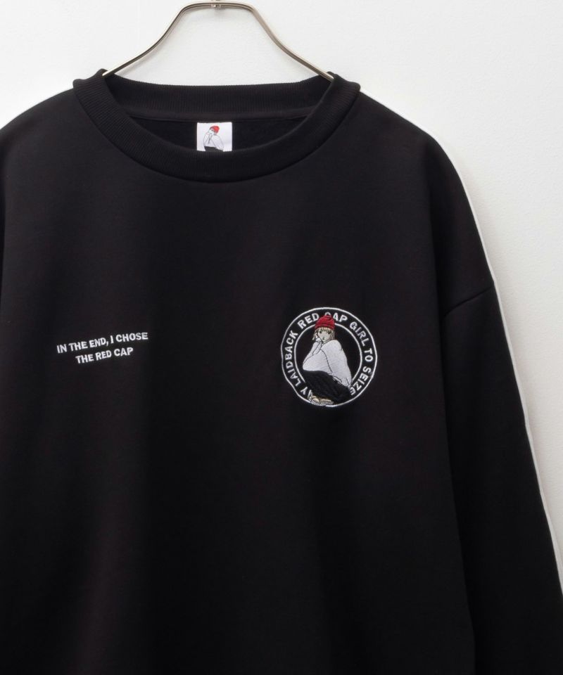 RED CAP GIRL  裏起毛袖ライン胸刺繍クルーネックスウェット メンズ商品画像-1