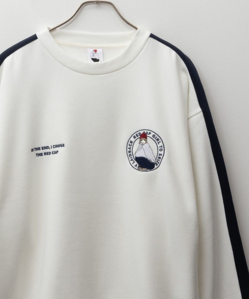 RED CAP GIRL  裏起毛袖ライン胸刺繍クルーネックスウェット メンズ商品画像-2