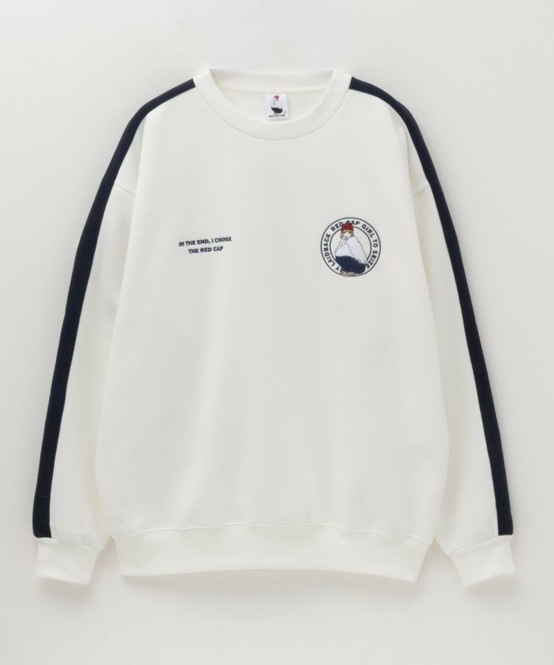 RED CAP GIRL  裏起毛袖ライン胸刺繍クルーネックスウェット メンズ商品画像-6