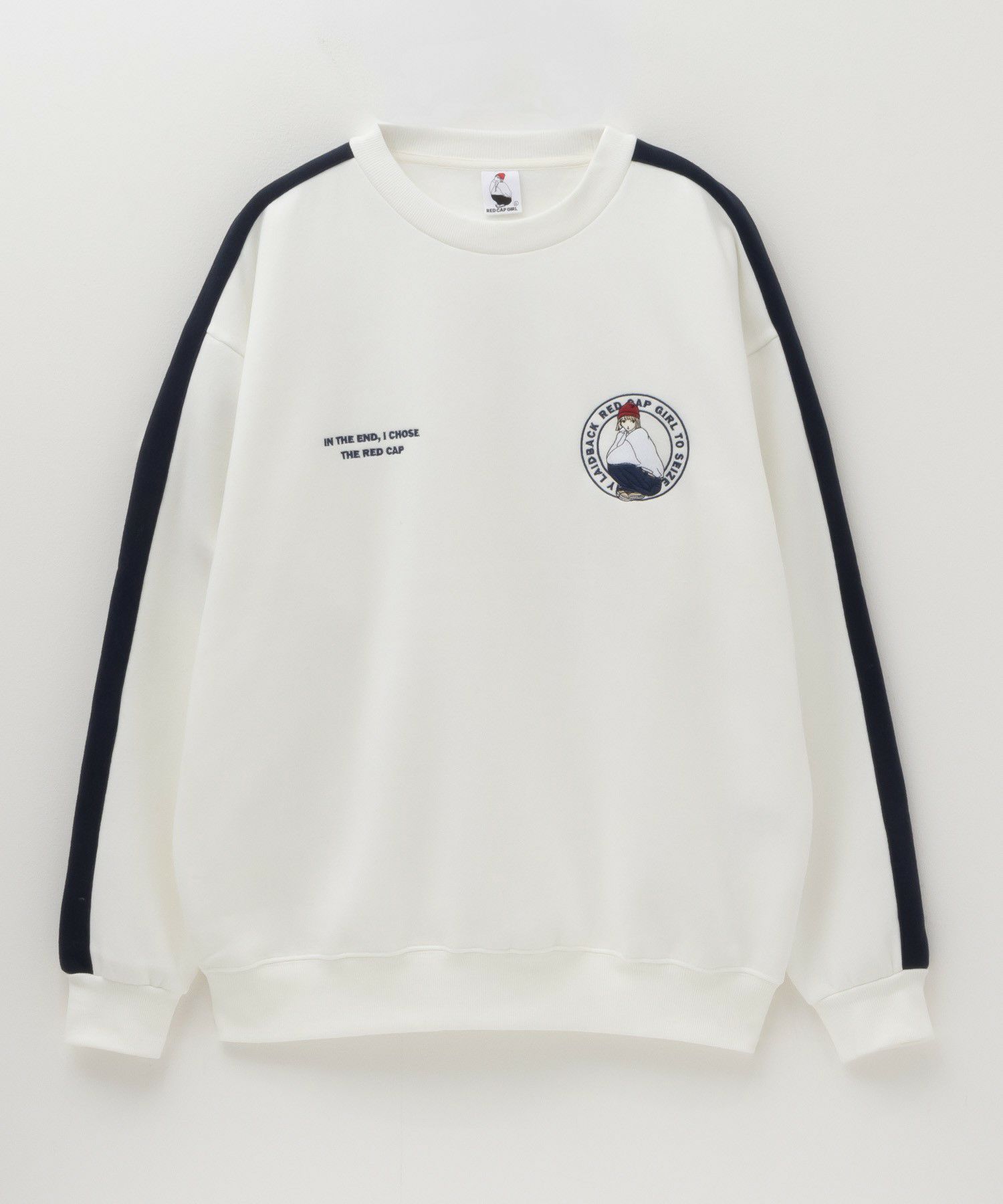 RED CAP GIRL  裏起毛袖ライン胸刺繍クルーネックスウェット メンズ商品画像-6