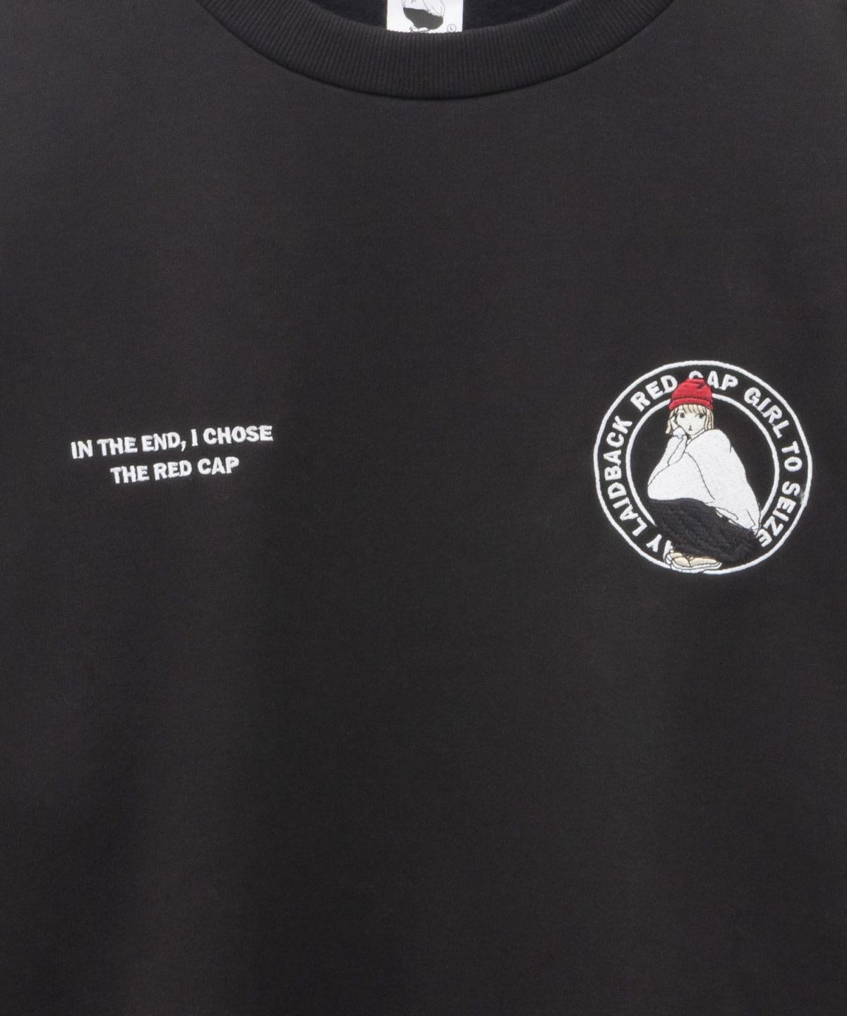 RED CAP GIRL 裏起毛袖ライン胸刺繍クルーネックスウェット メンズ