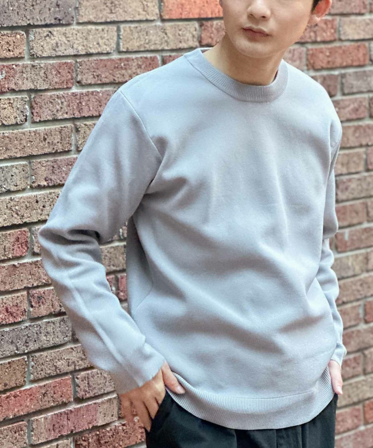 NAVY 12Gクルーネックニット メンズ