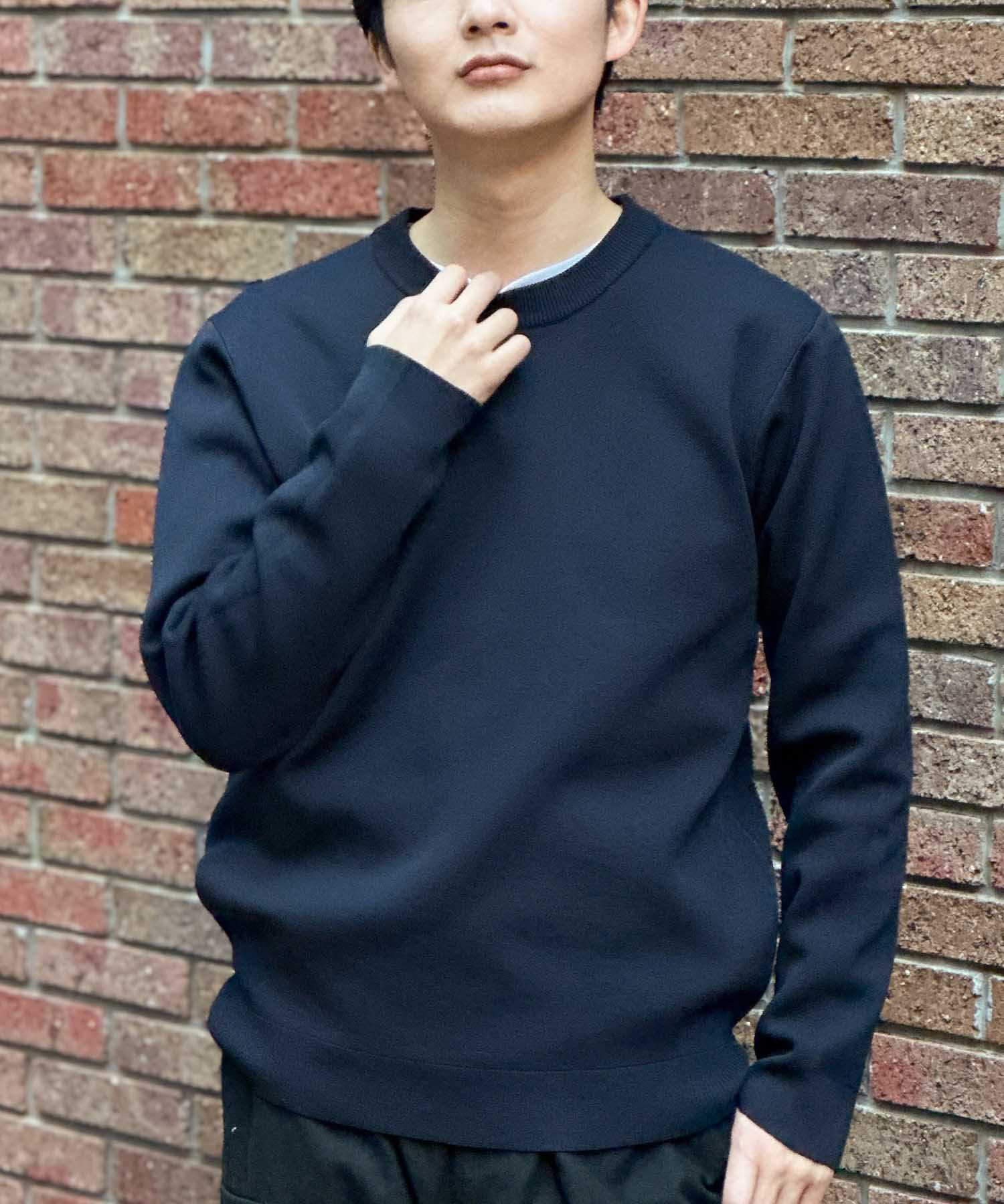 NAVY 12Gクルーネックニット メンズ