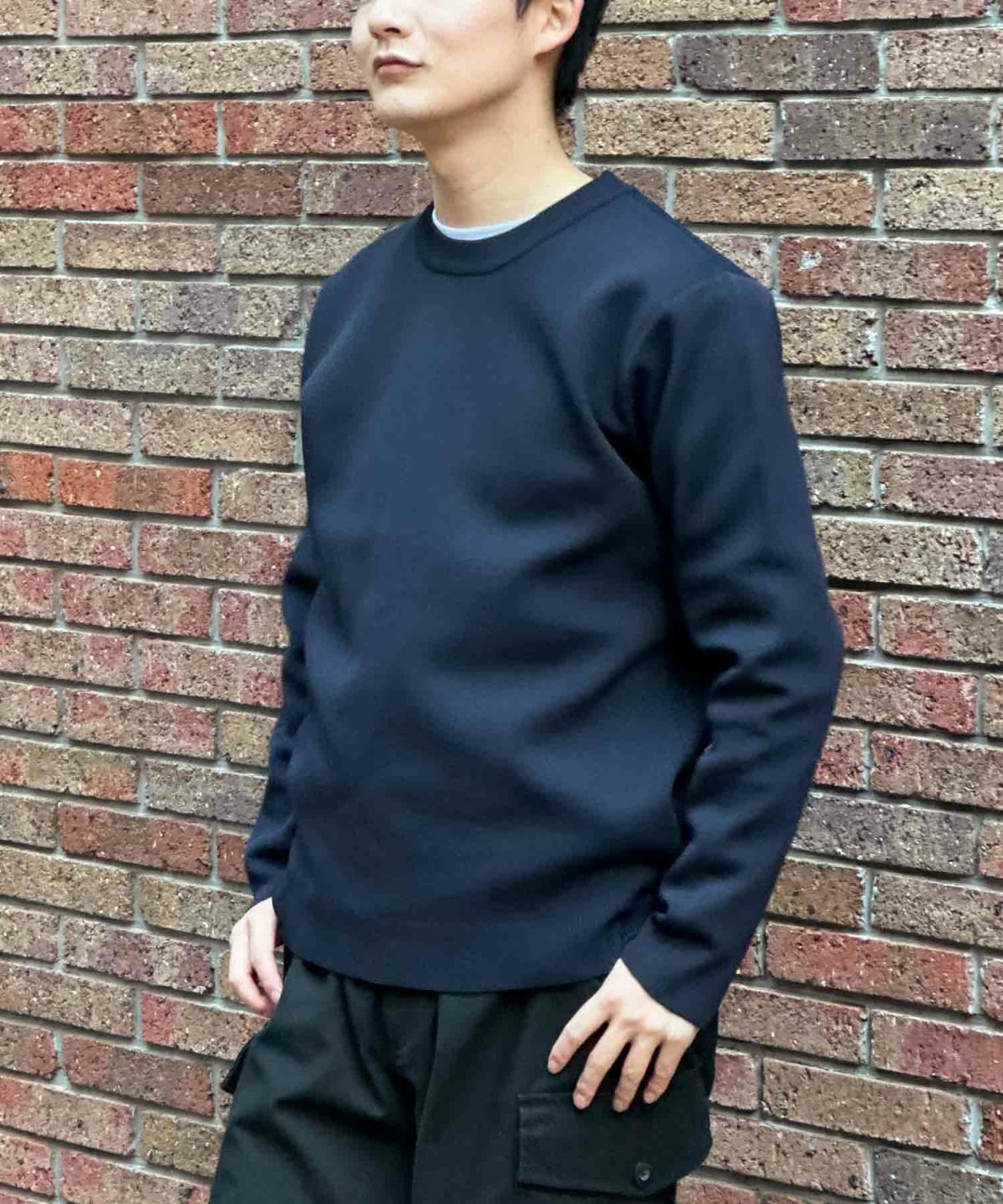 NAVY 12Gクルーネックニット メンズ