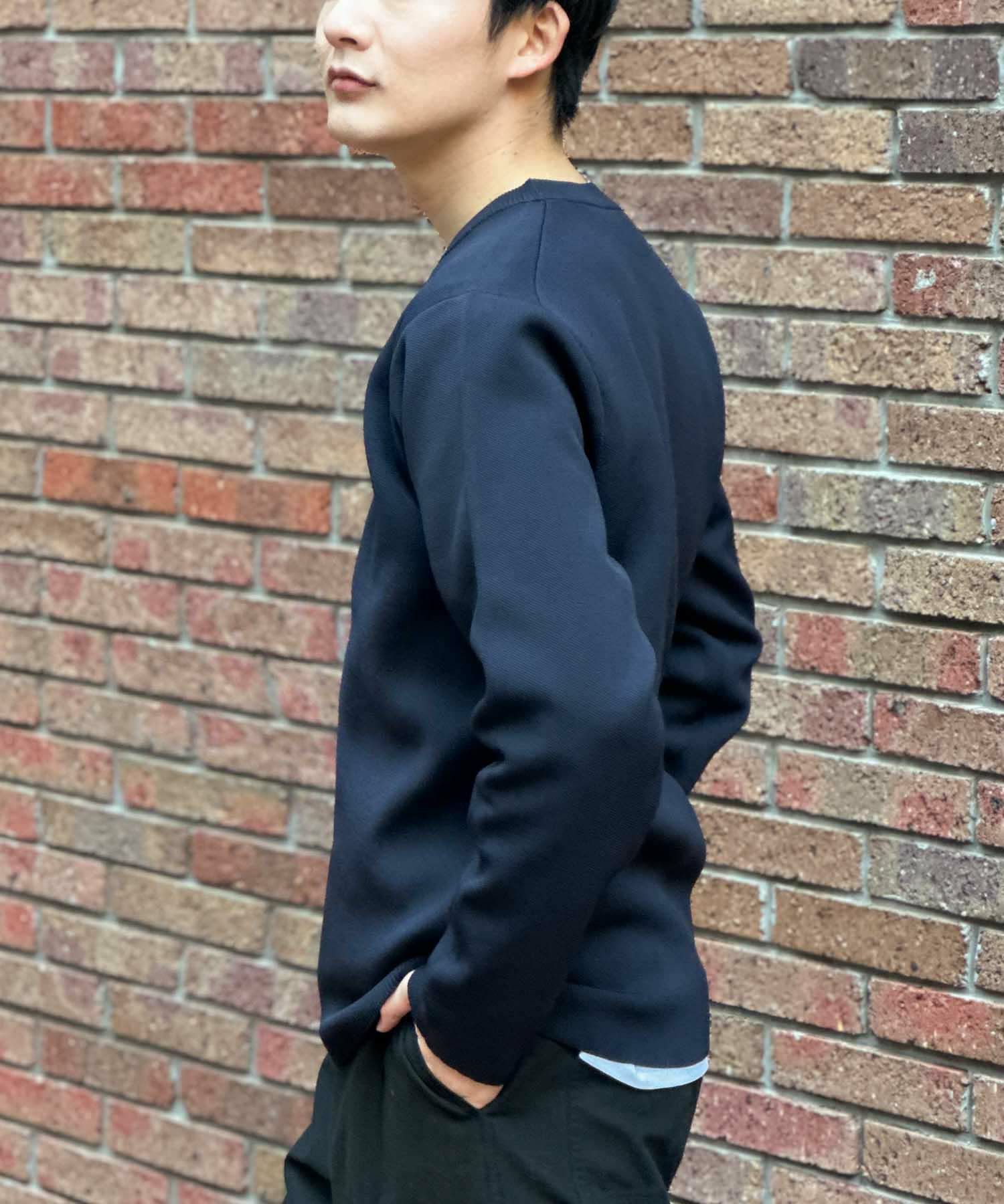 NAVY 12Gクルーネックニット メンズ